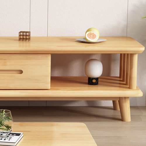 1.5m/1.8m/2m Solid Wood TV Stand, Living Room Cabinet with Storage Space, Floor - Image 5