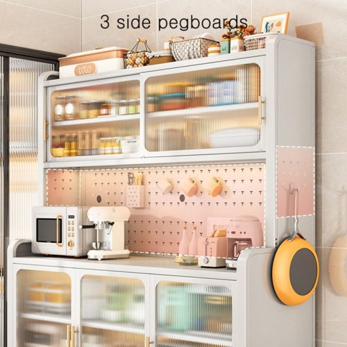 Kitchen Baker's Rack with Door, Storage Cabinet Microwave Stand Pegboard, Sideboard for Garage Pantry Home - Image 5