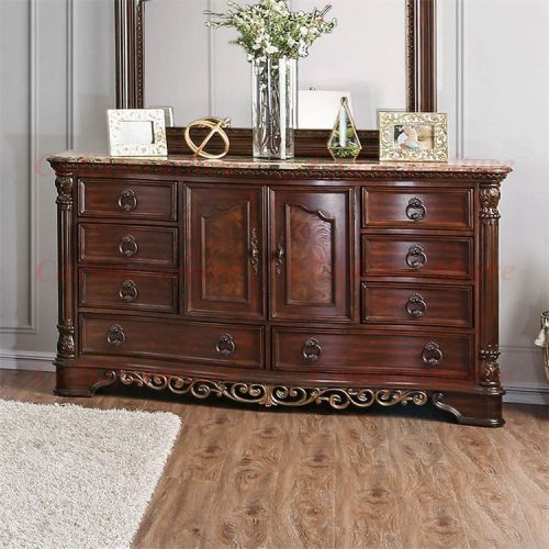 Antique French Bedroom Furniture Brown Wood Bedroom Furniture Luxury Master Bedroom Sets - Image 6