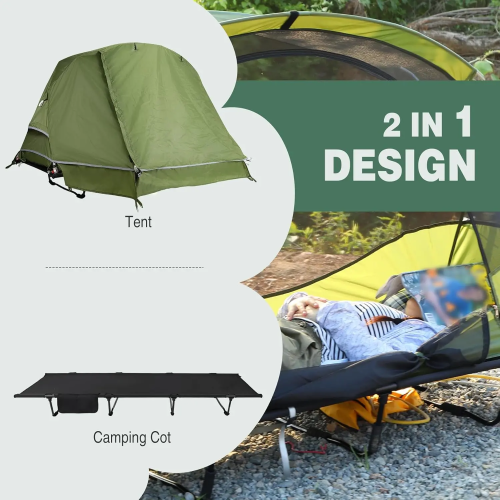 2 In 1 Off The Ground Quick Automatic Pop-Up Portable Tent Folding Bed Outdoor Camping Tent - Image 6