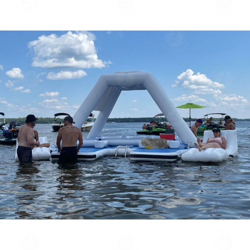 5x5m Size 6-8 Peoples Sports Island Lounger Inflatable Floating Platform Bed Inflatable Island With Sunshade & Solar Panels - Image 6