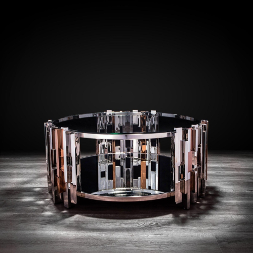 Luxury Stainless Steel Illusion Round Coffee Table Glass Top Modern Design Home Hotel Home Living Room Furniture - Image 6