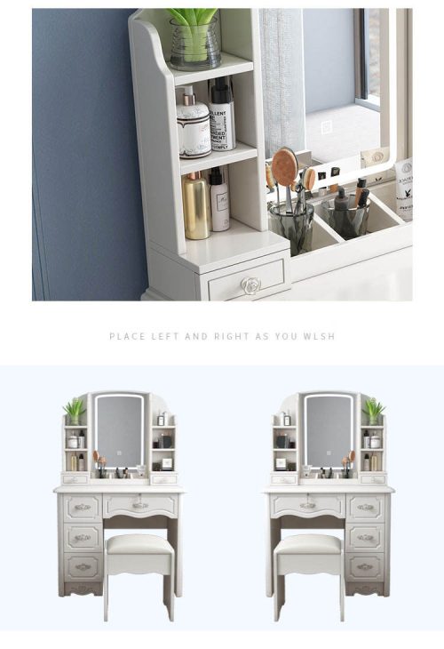 New Design Saving Space Dressing Table With Mirrored Vanity Dressers - Image 6