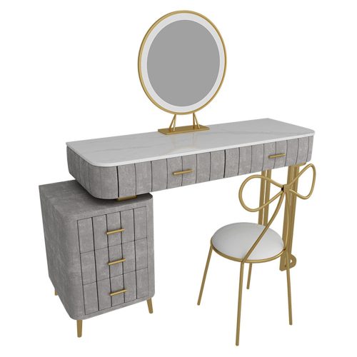 Bedroom Furniture Modern Gold Legs Dresser Table Luxury Wooden Makeup Table Marble Dressing Table With Mirror And Drawers - Image 6