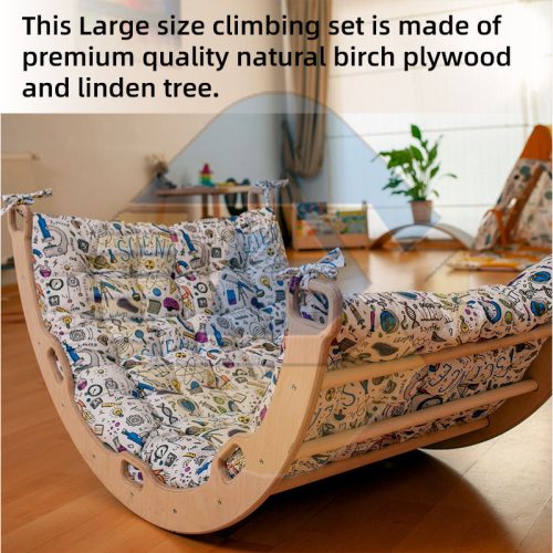 Kids Indoor Climbing Triangle Set Frame Climbing Extra Large Size Wooden Climbing Arch With Comfy Pad - Image 7