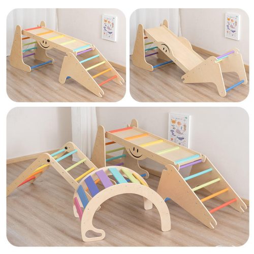 Customizable Indoor Solid Play Toys Combination Set Toddlers Montessori Baby Climber Wood Climbing Frame With Slide For Kids - Image 6