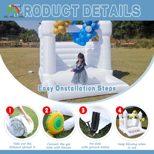 Commercial Party Rental Inflatable Bouncer Castle Jumper Bounce House White Bouncy Castle With Pool - Image 6