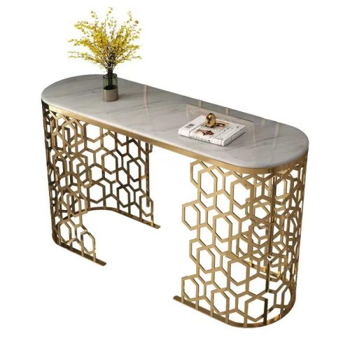 Modern Simple Luxury Console Table Side Table Marble Gold Stainless Steel Entryway Hall Customized Home Living Room Furniture - Image 6