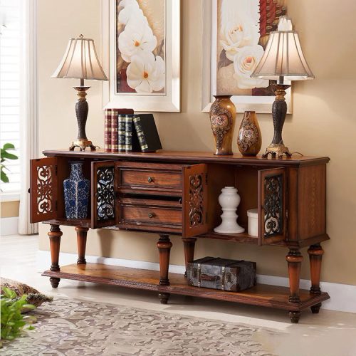 Living Room Furniture Wood Cabinet Antique Wooden Vintage Wood Side Cabinet American Furniture OAK Cabinet - Image 6