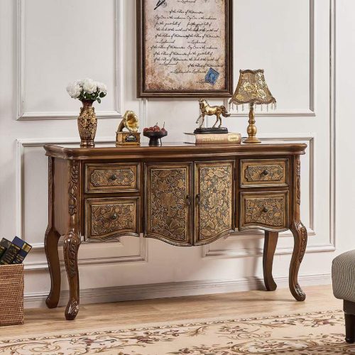 Antique Living Room Cabinet Drawer Table Wood Classic Entrance Hallway Console Table Sideboard - Image 6