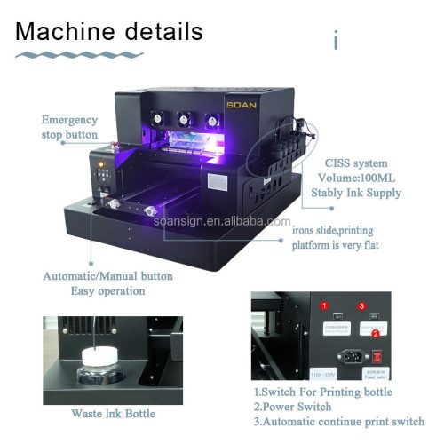 Newest Auto Commerical A3 Small UV Inkjet Printer A4 Size Printing Machine UV Printer Flatbed & Bottle UV Printer - Image 6