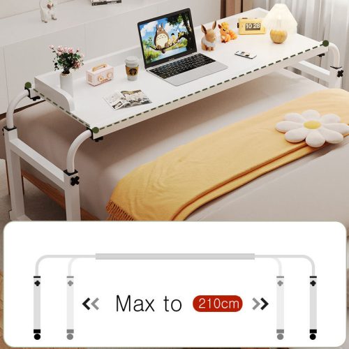 OverBed Table Adjustable Lazy Desk for Laptop File Cross Bed Sofa Convenient with Wheels in Bedroom Living Room - Image 6