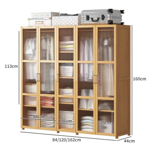 Storage Closet Cabinet for Blanket Clothing,Wardrobe Organizer Shelf with Doors, Simple Household Cube - Image 6