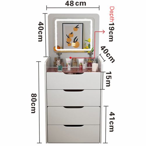 Modern Dressing Table for Small Bedroom, Integrated Bedside Storage Cabinet, Simple Drawer - Image 6