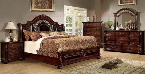 American Bedroom Furniture Wooden Carved Decorating Bed Antique King Bedroom Furniture Brown Bed - Image 7