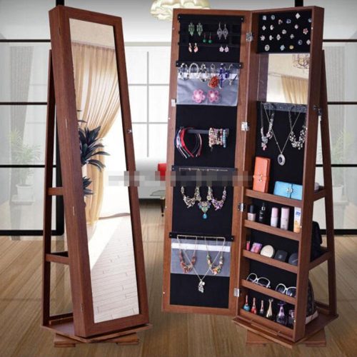 Wooden Full Length Mirror Jewelry Cabinet - Image 7