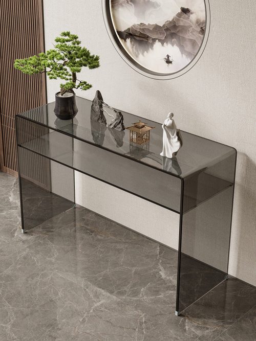 Modern Luxury Console Table with New Chinoiserie Pattern Accessible and Narrow for Entrance Hallway Wall Glass Cabinet - Image 6