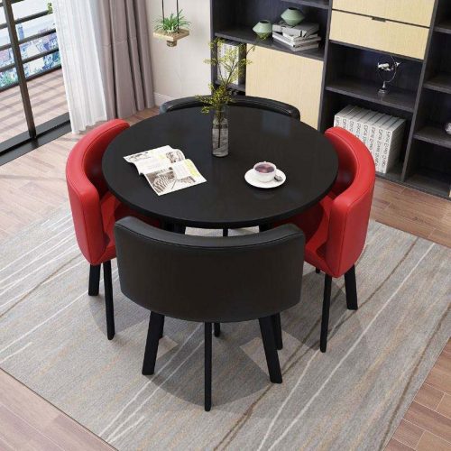 Modern Luxury Wood Kitchen Restaurant Tables and Chair Sets Room Furniture Small Round Marble Wooden Dining Table Set 4 Chairs - Image 6