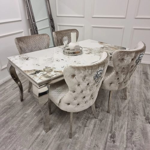 Luxury Shop Furniture Modern Dining Table Set 4 Chairs Marble Dining Table Round Dining Table - Image 6