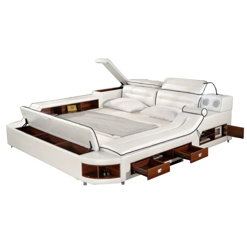 Smart Massage Bed with BT Audio Function Modern King Bed With Storage Compartments - Image 8