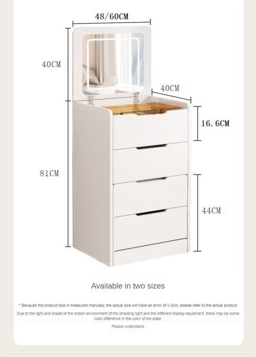 Simple Bedside Dresser Modern Bedroom One Piece Flip Vanity Cabinet Flip-Able Multifunctional Makeup Table - Image 7