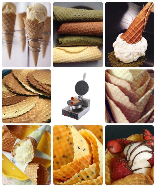 Double-Ended Electric Ice Cream Cone Maker 2 x 1200Watt Waffle Cone Maker With Ice Cream Cone Sleeve For Restaurant Bakery Snacks - Image 7