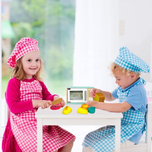 Kitchen Play Children Food Kids Microwave Oven Toy Wooden Microwave Toy Learning Toys For Preschool - Image 7