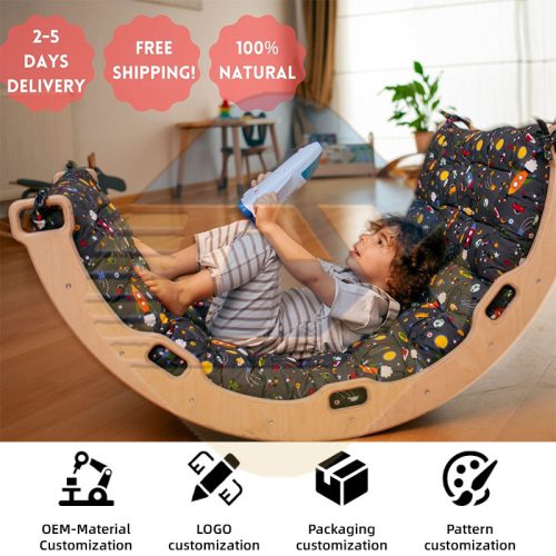 Kids Indoor Climbing Triangle Set Frame Climbing Extra Large Size Wooden Climbing Arch With Comfy Pad - Image 2