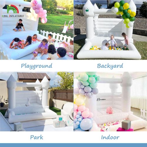 Commercial Party Rental Inflatable Bouncer Castle Jumper Bounce House White Bouncy Castle With Pool - Image 7