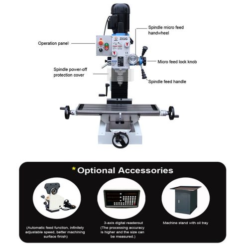 ZX32G High Precision Mini Manual Metal Bench Top Milling Machine Vertical Drilling Machine for Metal Working - Image 5