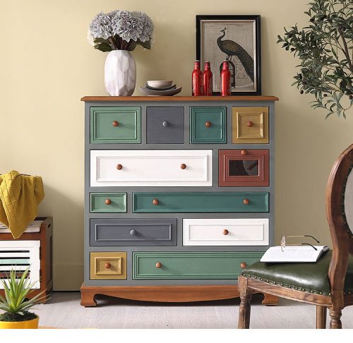 Wholesale Home Cabinet Living Room Furniture Side Cabinet Chest of Drawers with Multi Drawers Large Storage Wood Cabinet Antiqu - Image 7