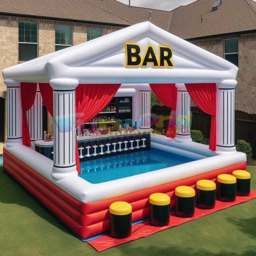 Backyard Tent House Beach Party Floating Blow up Swimming Pub Pvc Inflatable Pool Bar For Adults Seats - Image 7