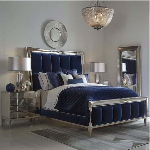 Elegant Wooden Bedroom Furniture Set with King Size Mirror Headboard - Image 7