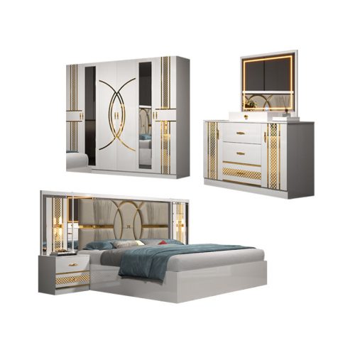 Turkish Style Bedroom Set Furniture Wood Frame Full King Size Bed Set - Image 8