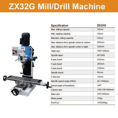 ZX32G High Precision Mini Manual Metal Bench Top Milling Machine Vertical Drilling Machine for Metal Working - Image 6