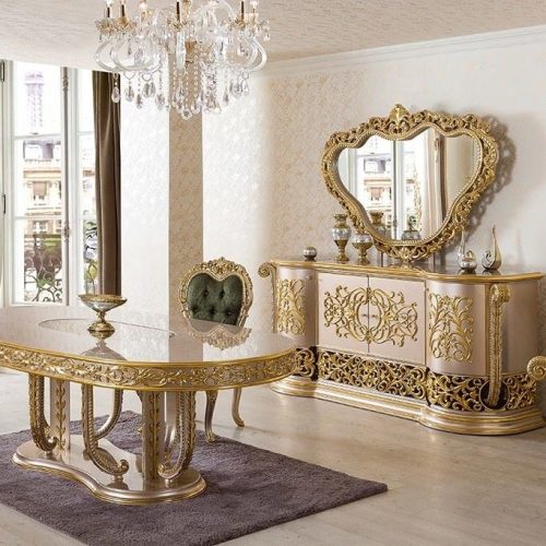 Baroque Kitchen Furniture European Classic Style Elegant Antique Table and Chair Sets