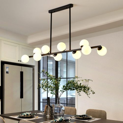 Luxury Dining Room Modern Hotel Pendant Light Classic Gold and Black Glass Chandelier Vintage LED Ceiling Lamp (2 MOQ is required)