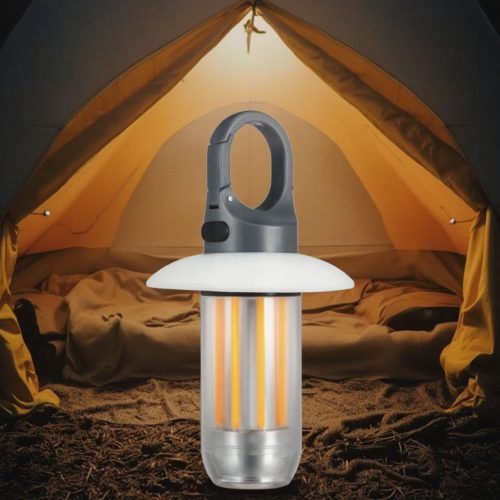 Portable Rechargeable LED Camping Lamp Mini Hanging Tent Light with White Hook 5 Modes for Hiking Fishing Outdoor Application