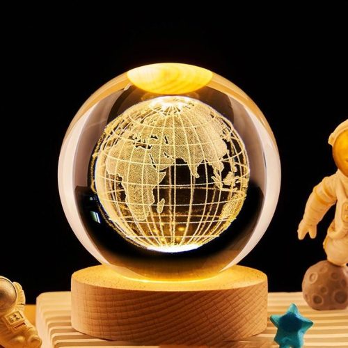 Wholesale 3D Crystal Ball Night Lights Warm Color Ornament Small Ball Luminous 6 CM Ball USB Recharge for Custom Patterns Gift (10 MOQ is required)