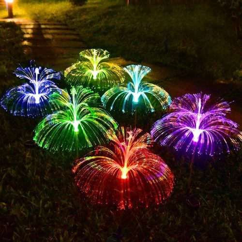 IP65 Solar LED Colorful Jellyfish Fireworks Light Small Garden Decoration DC Fiber Optic Christmas Meteor Shower Atmosphere (10 MOQ is required)