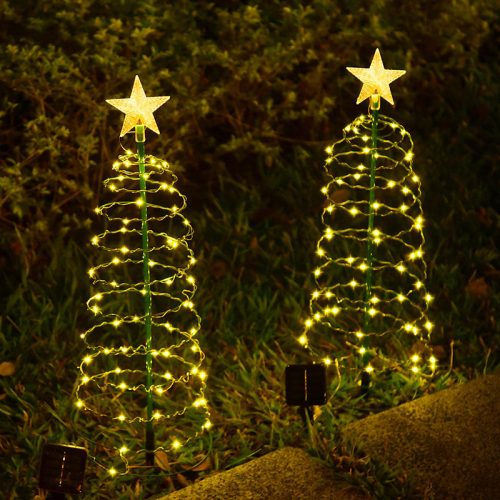 Solar LED Christmas Tree Light Iron Art Outdoor Waterproof Garden Decoration IP65 Small Lamp Lawn Lighting (10 MOQ is required)