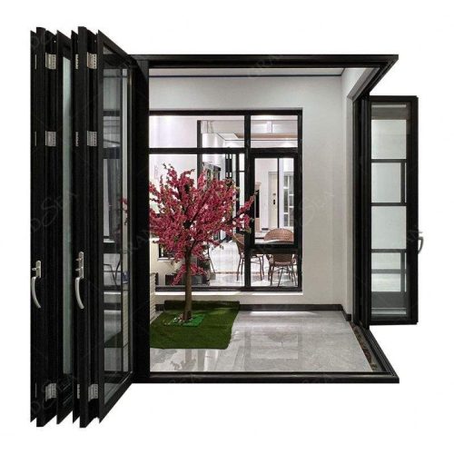 Waterproof Accordion Mosquito Screen Sliding Patio Aluminum Folding Glass Door - Not Including Handle 1 Square Feet Price