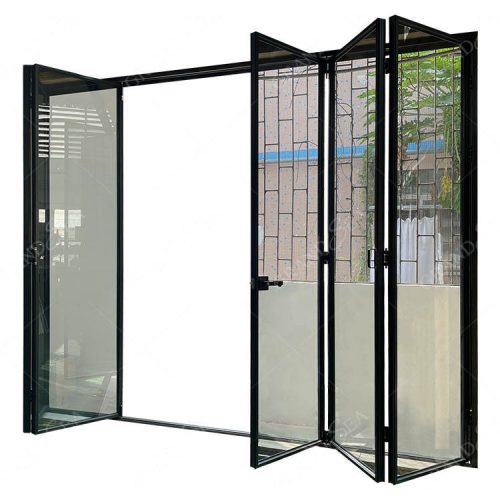 Frameless Folding Glass Doors PVC Vertical Folding Doors Bi-Folding - Not Including Handle 1 Square Feet Price