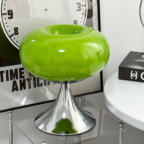 Apple Table Lamp Bedside Medieval Cream Glass, Green Retro Atmosphere LED