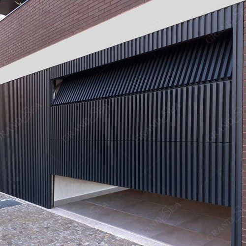 Flush Mount Batten Modern Grille Motor Automatic Black Aluminum Garage Door (1 Square Feet Price)