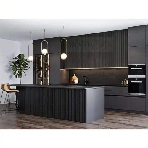 Custom Kitchen Furniture Cupboards Solid Wood Kitchen Cabinets Designs Luxury Stainless Steel Modern Kitchen Cabinet ( 1 square meters price)