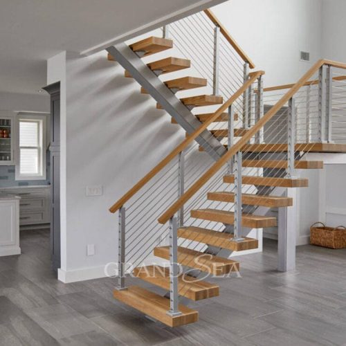 Latest Designs Modern House Residential Wood Stairs Floating Staircase (1 square meters price)