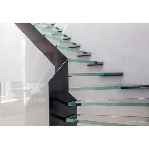 Glass Staircase Modern Stringer Design Tempered Laminated Glass Floating Straight Stairs( 1 square meters price)