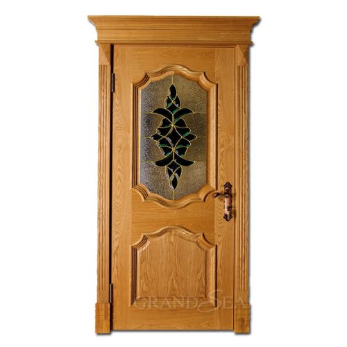 Modern Oak Solid Wood Panel Door with Glass