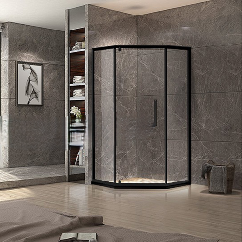 Luxury Bath Room Black Swing Rubber Strip Waterproof Curved Frameless Tempered Glass Shower Door With Roller ( 1 square meters price)